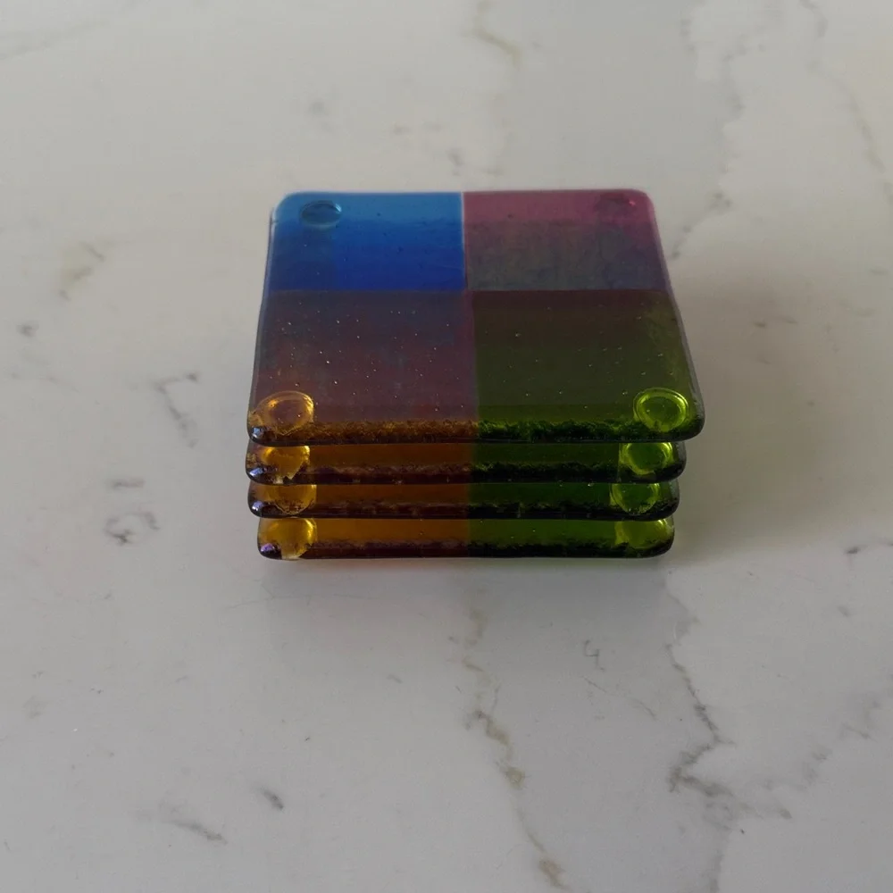 Color Block  Glass Coasters Set of 4